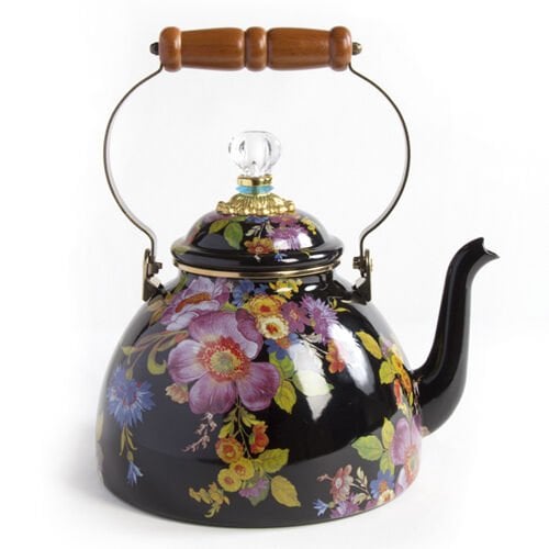 Flower Market 3 Quart Tea Kettle - Black