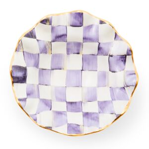 Plum Check Ceramic Fluted Breakfast Bowl
