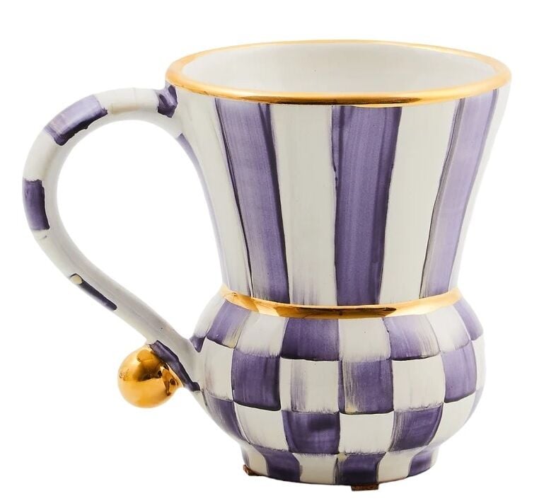 Plum Check Ceramic Mug