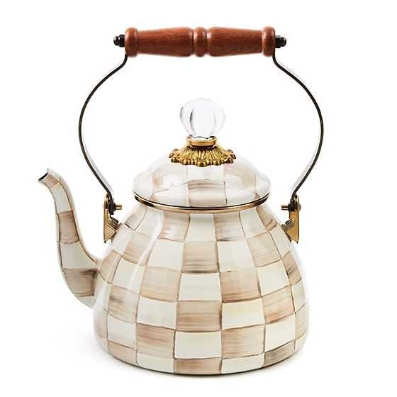 Mocha Check 2 Quart Tea Kettle
