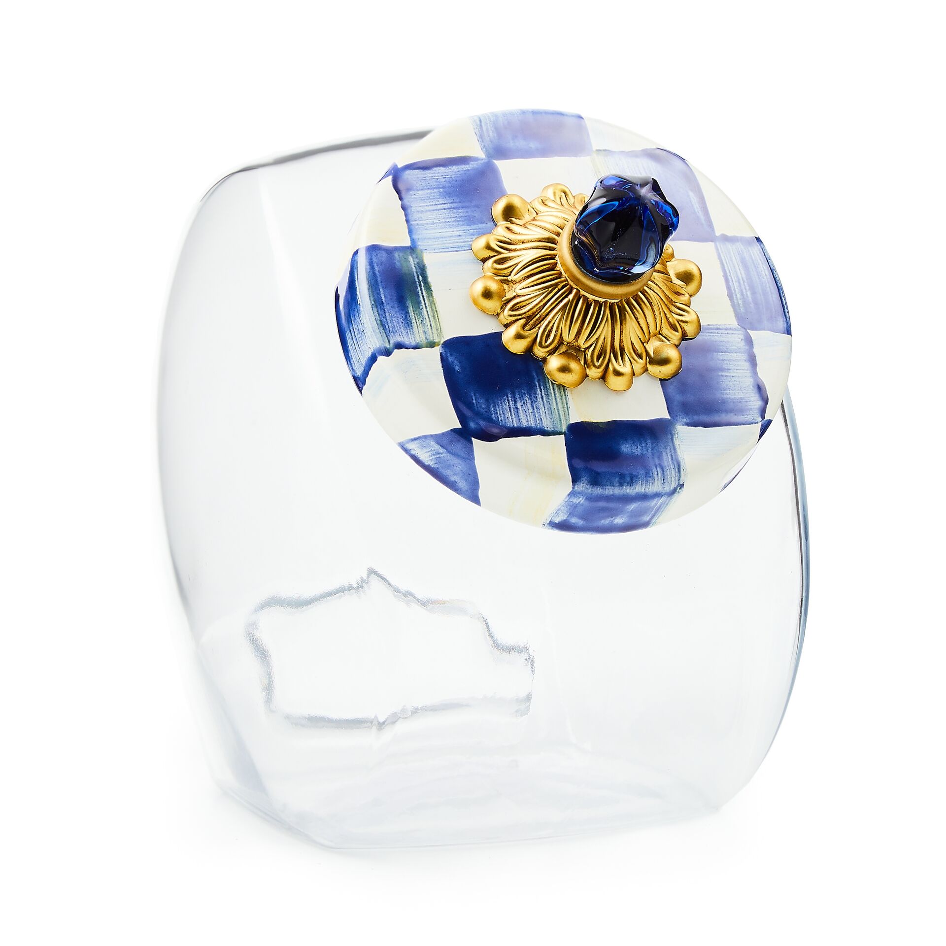 Cookie Jar with Royal Check Enamel Lid