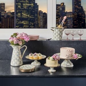 Sterling Check Small Pedestal Platter