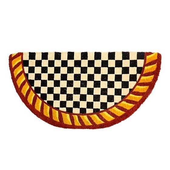 Courtly Check Half Round Red & Gold Entrance Mat