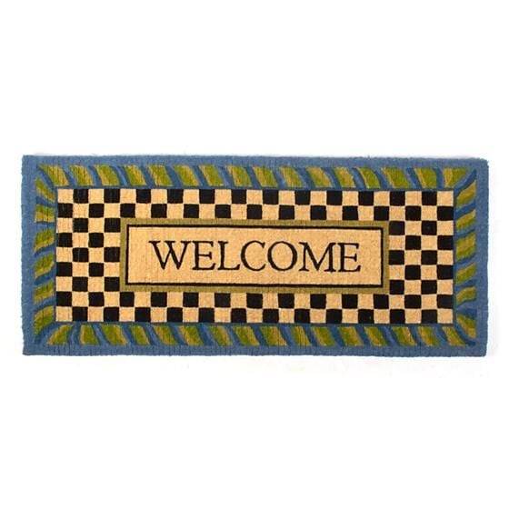 Welcome Periwinkle Double Door Entrance Mat
