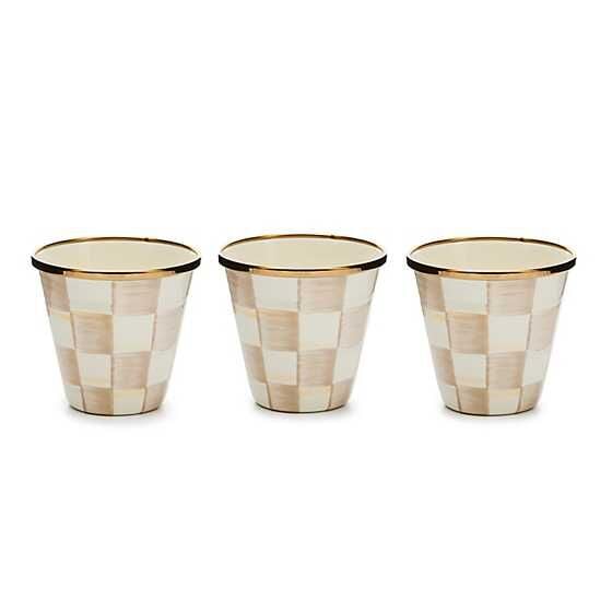 Mocha Check Herb Pots, Set of 3