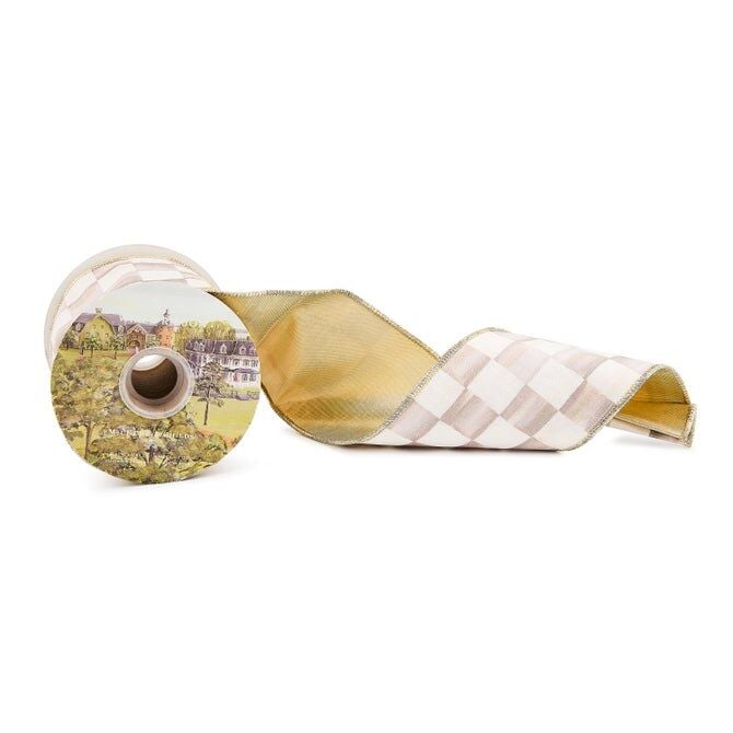 Mocha Check 4'' Ribbon