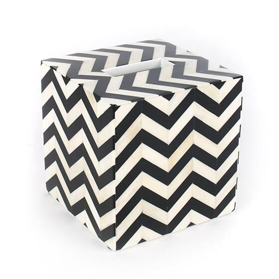 Piazza Boutique Tissue Box Holder - Black & Ivory