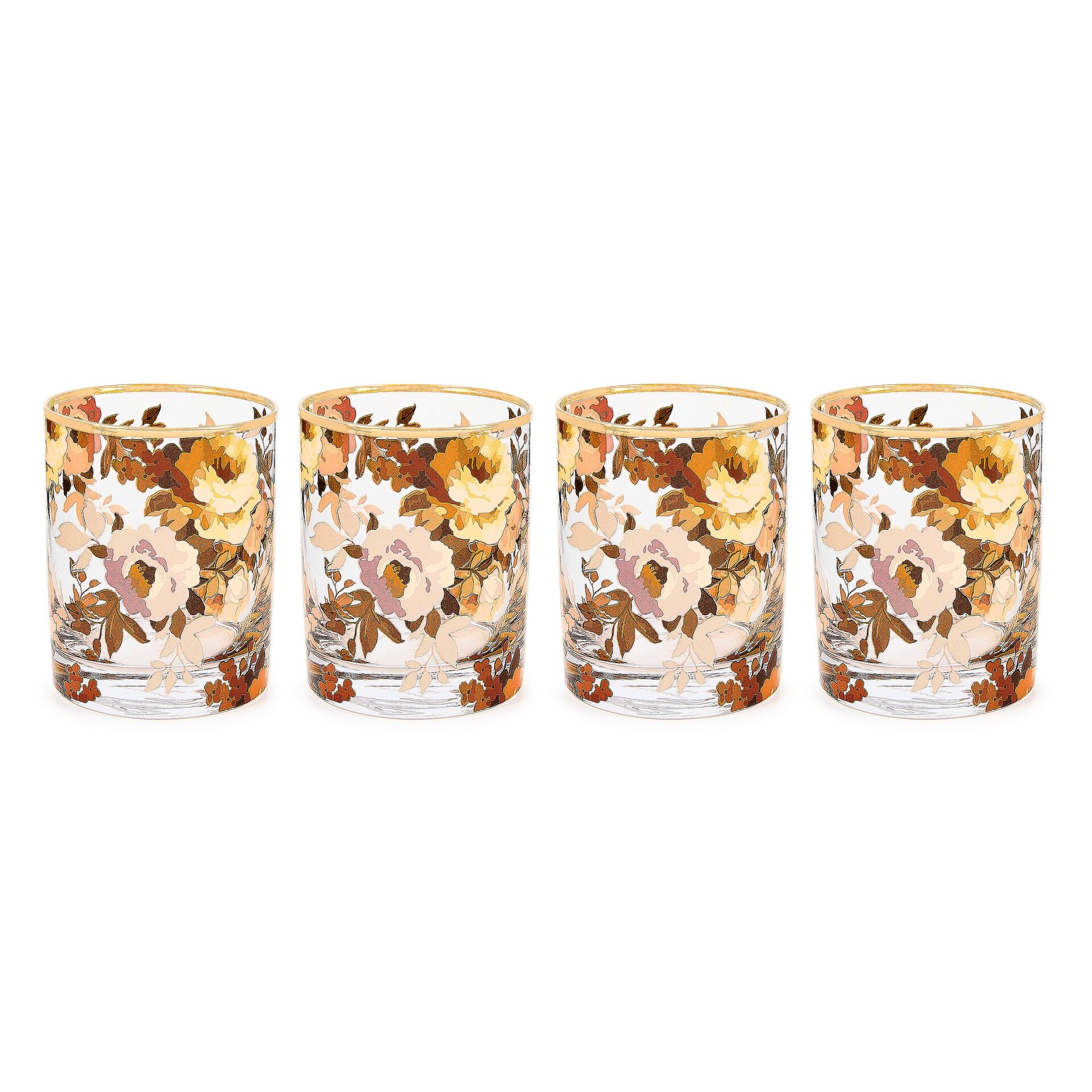 Wild Rose Tumbler Glass, Set of 4