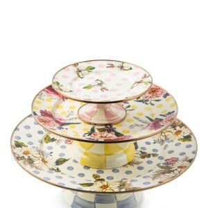Wildflowers Pink Mini Pedestal Platter