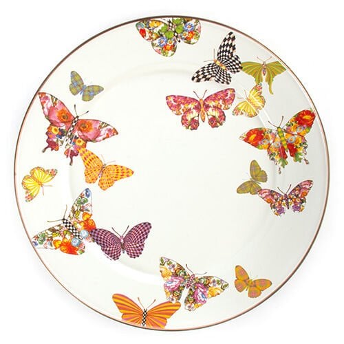 Butterfly Garden Charger/Plate - White