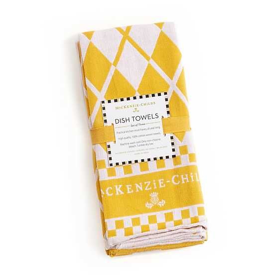 Argyle Dish Towels - Yellow - Set of 3
