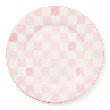 Pink Check Round Platter