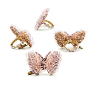 Pink Butterfly Hill Napkin Rings, Set of 4