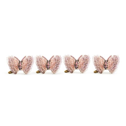 Pink Butterfly Hill Napkin Rings, Set of 4