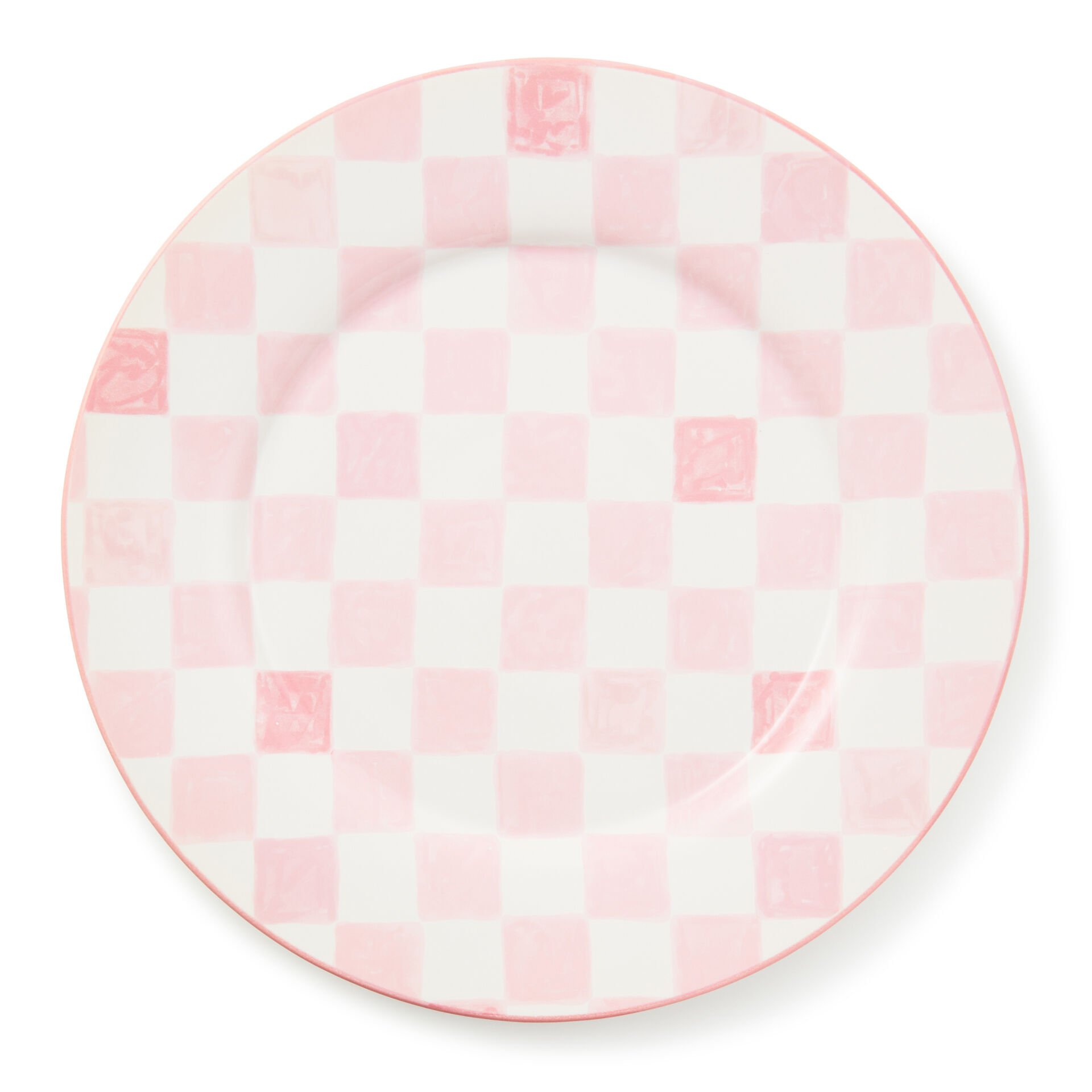 Pink Check Round Platter