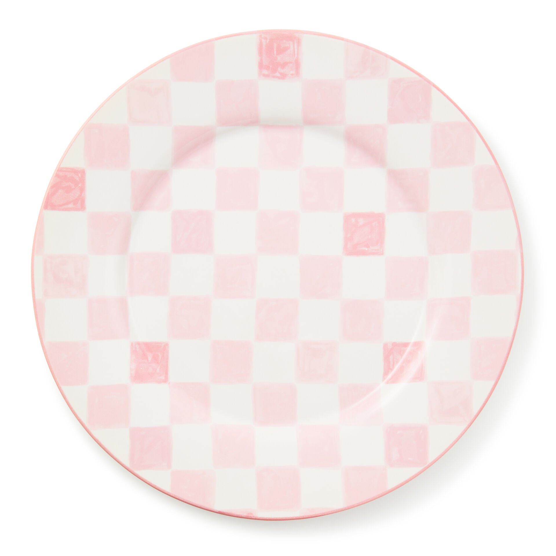 Pink Check Round Platter