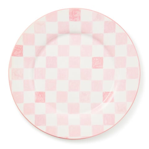 Pink Check Round Platter