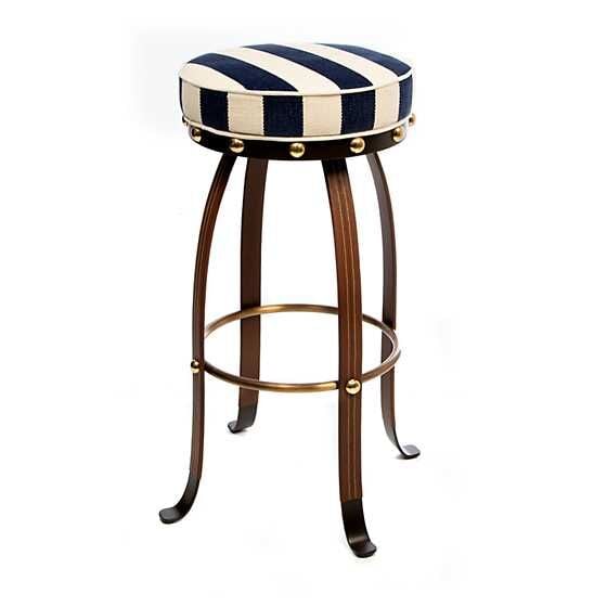 Flatiron Navy Stripe Bar Stool