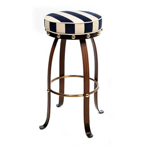 Flatiron Navy Stripe Bar Stool