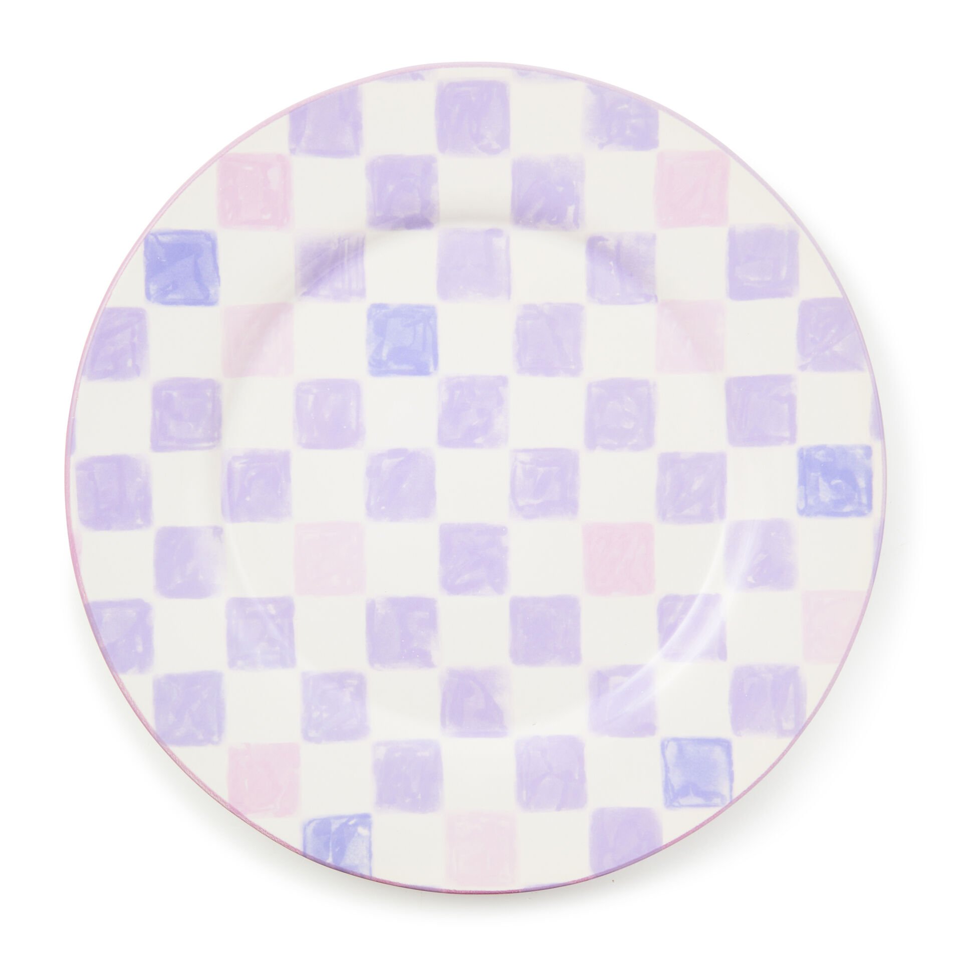 Lilac Check Round Platter