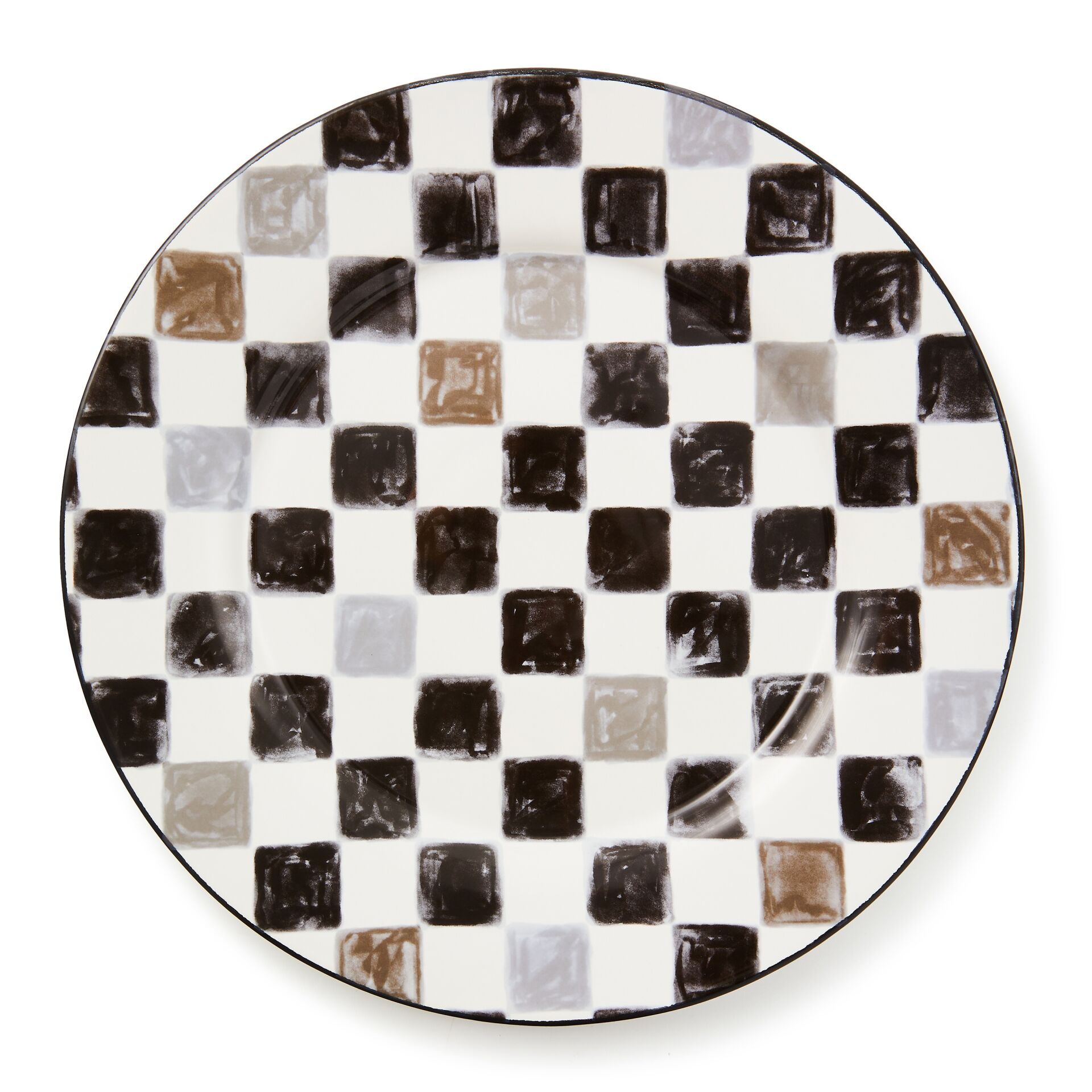 Black Check Round Platter