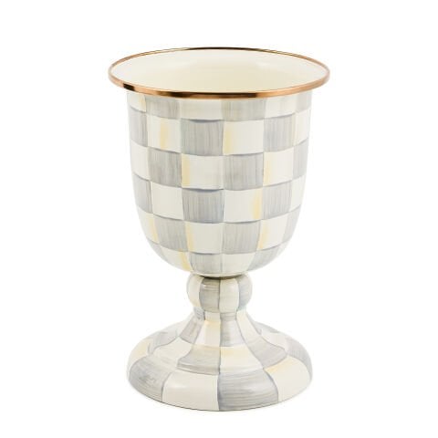 Sterling Check Pedestal Vase