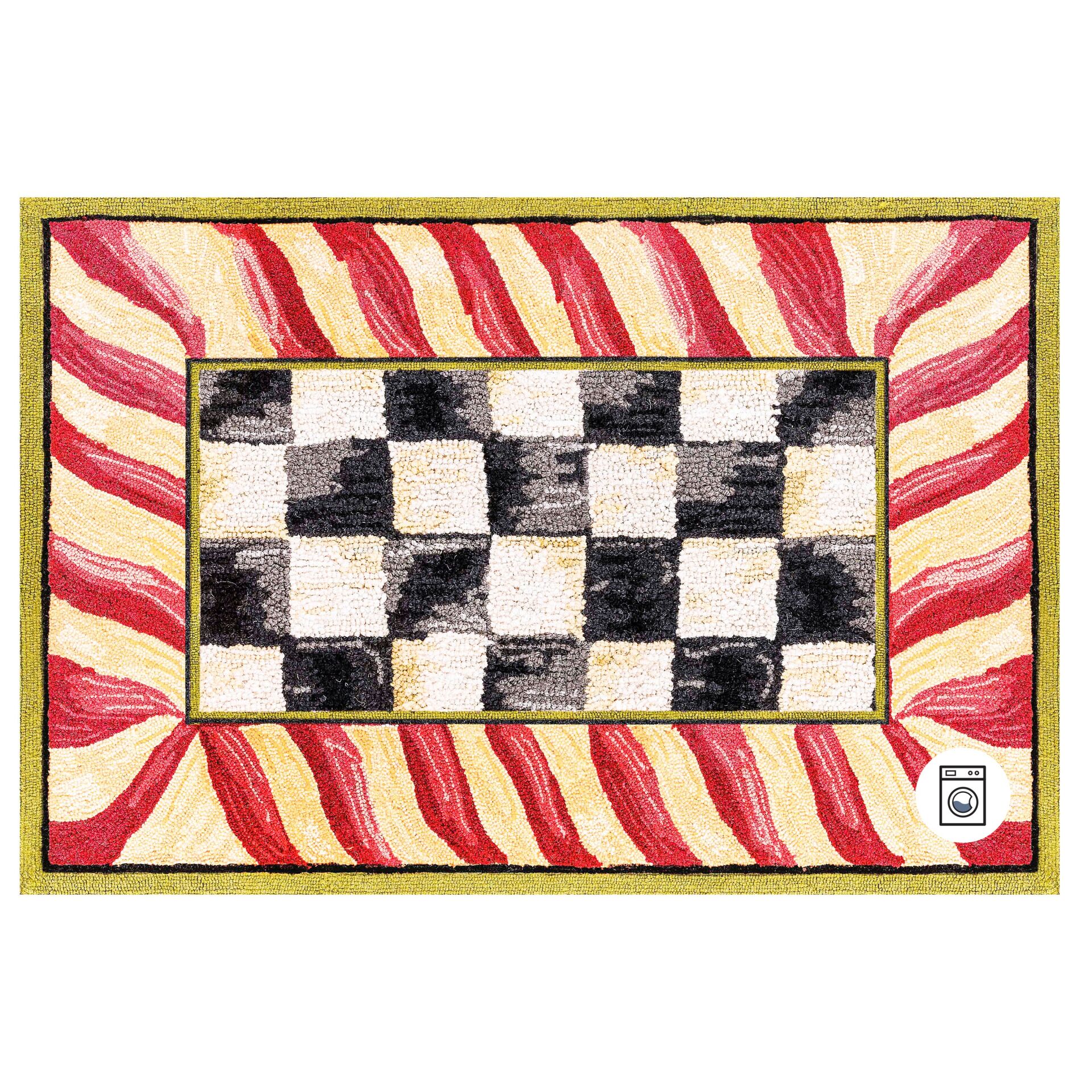 Courtly Check Red & Gold 2' x 3' Washable Rug