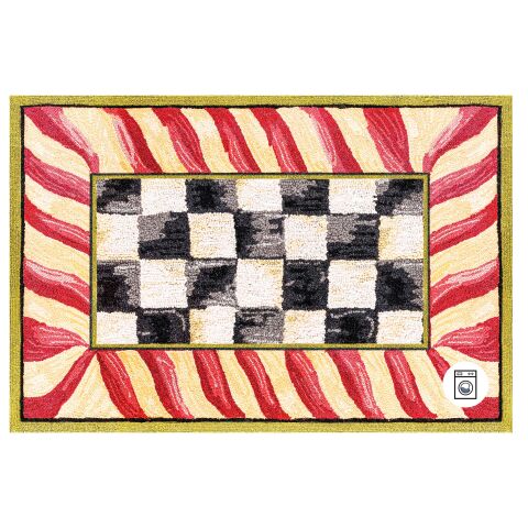 Courtly Check Red & Gold 2' x 3' Washable Rug