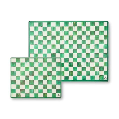 Emerald Check Glass Cutting Boards Set of 2