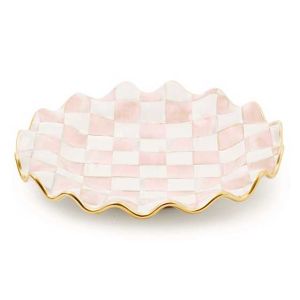 Rosy Check Ceramic Fluted Dinner Plate
