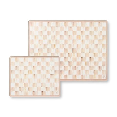 Mocha Check Glass Cutting Boards Set of 2