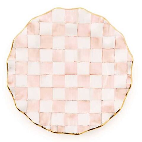 Rosy Check Ceramic Fluted Dinner Plate