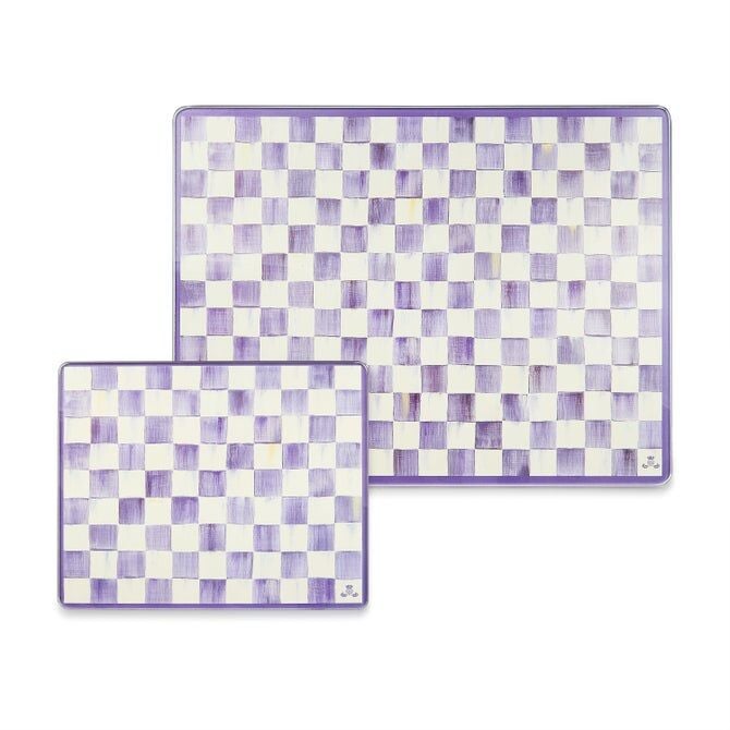 Violet Check Glass Cutting Boards Set of 2