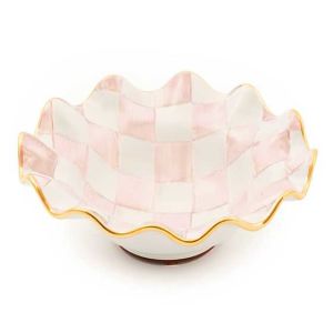 Rosy Check Ceramic Fluted Breakfast Bowl