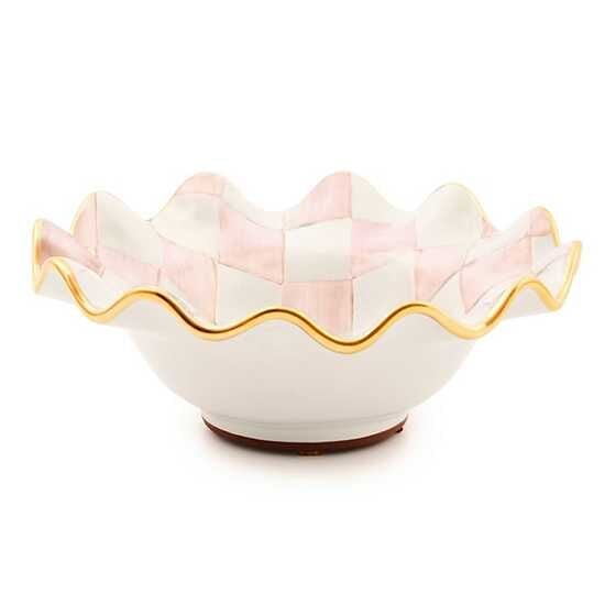Rosy Check Ceramic Fluted Breakfast Bowl