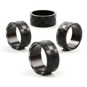 Black Check Napkin Rings, Set of 4