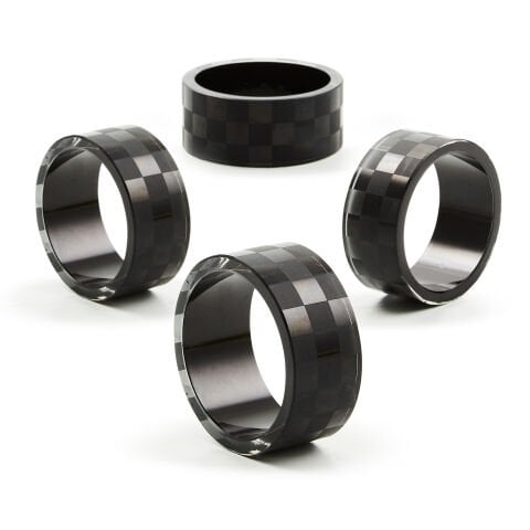 Black Check Napkin Rings, Set of 4