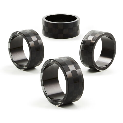 Black Check Napkin Rings Set of 4
