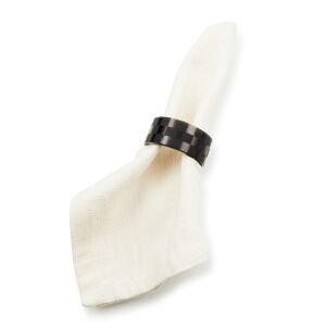 Black Check Napkin Rings, Set of 4