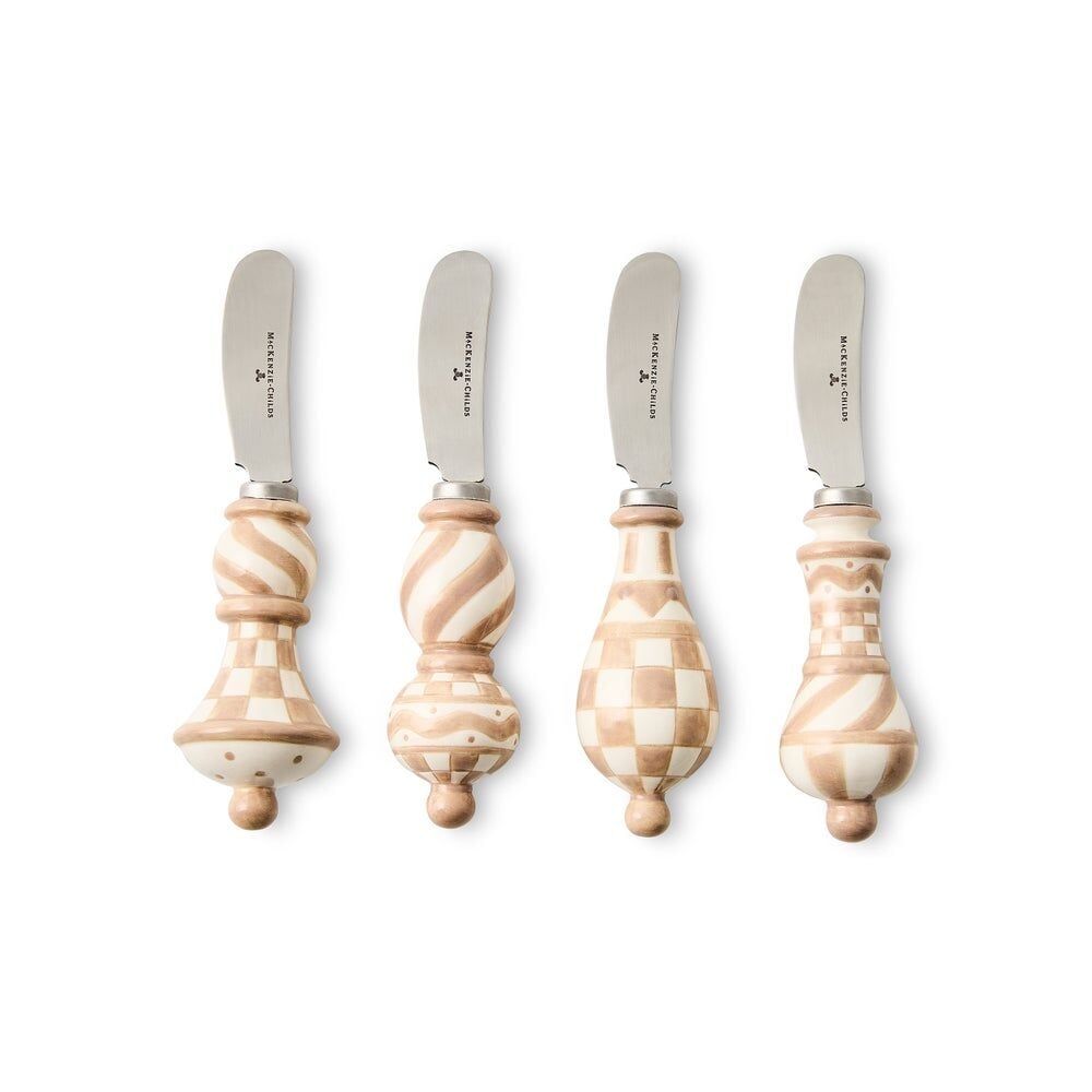 Mocha Check Party Spreaders, Set of 4