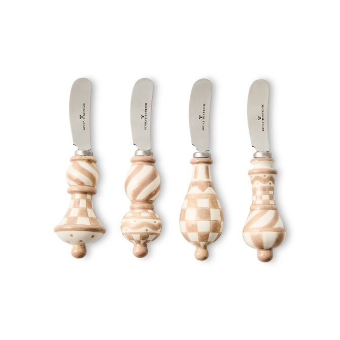 Mocha Check Party Spreaders Set of 4
