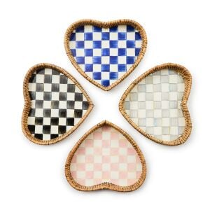 Courtly Check Enamel & Rattan Heart Tray