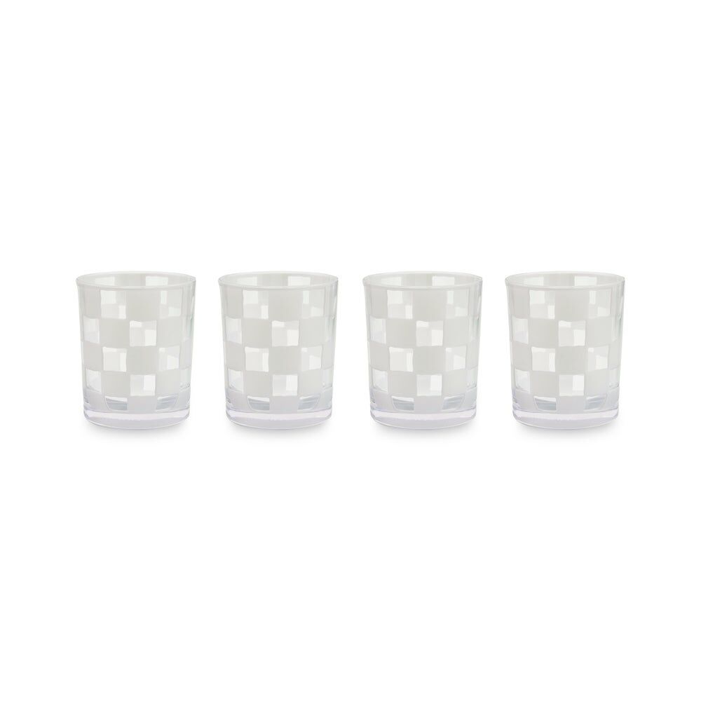 White Check Acrylic Tumblers, Set of 4