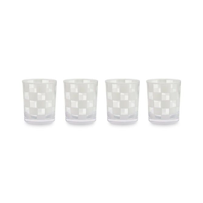 White Check Acrylic Tumblers Set of 4