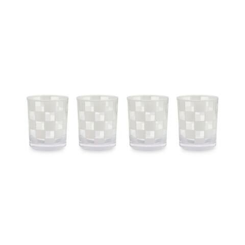 White Check Acrylic Tumblers, Set of 4