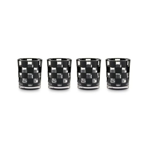 Black Check Acrylic Tumblers, Set of 4