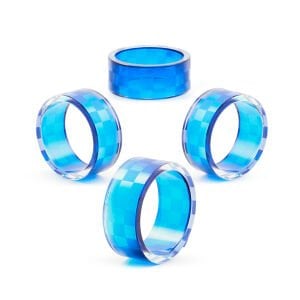 Navy Check Napkin Rings, Set of 4