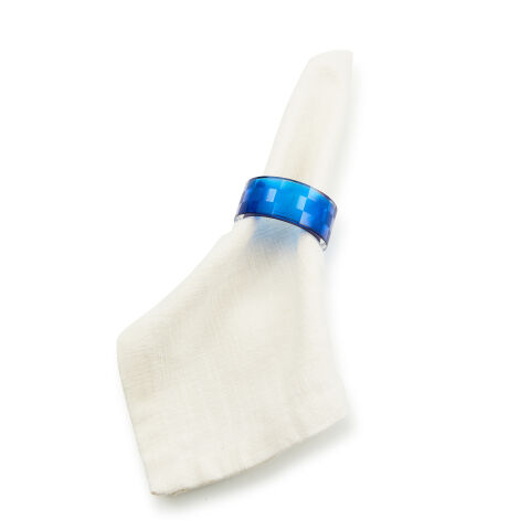 Navy Check Napkin Rings Set of 4