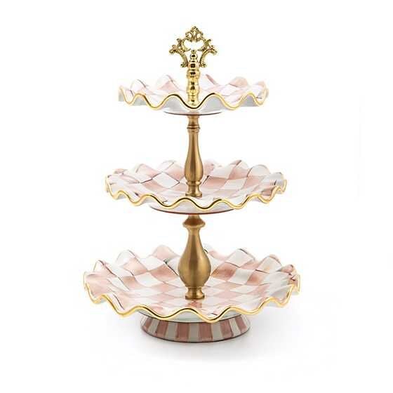 Rosy Check Ceramic Three Tier Sweet Stand