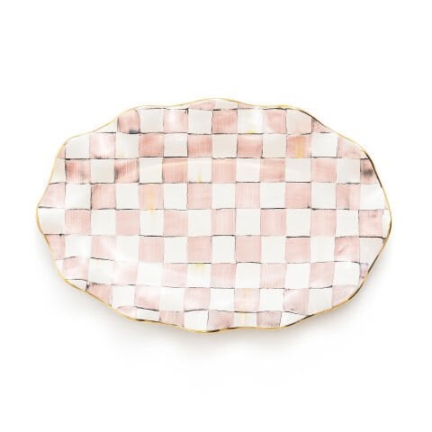 Rosy Check Ceramic Serving Platter